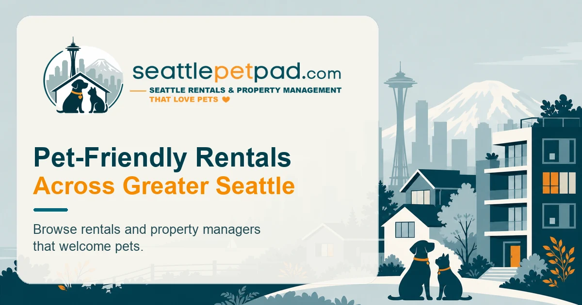 Seattle Pet Pad brand banner: pet-friendly rentals across Greater Seattle
